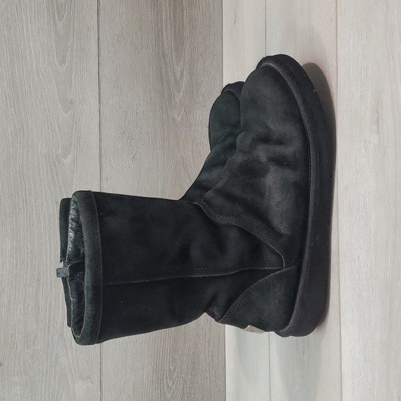 Ugg Australia Women Comfort 1889 Black Leather Sheepskin Boots shoes sz 8 - Picture 2 of 14